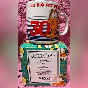 Vintage Enesco Double-Sided Garfield “30 No Big Fat Deal!” Ceramic Mug HTF